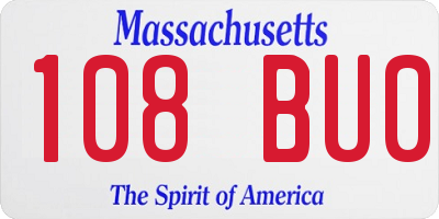 MA license plate 108BU0