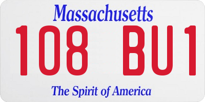 MA license plate 108BU1