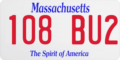 MA license plate 108BU2