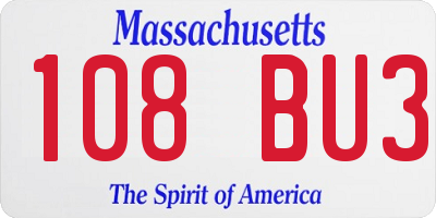 MA license plate 108BU3