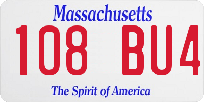 MA license plate 108BU4