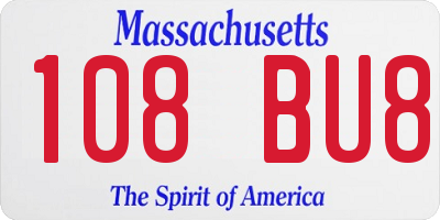 MA license plate 108BU8