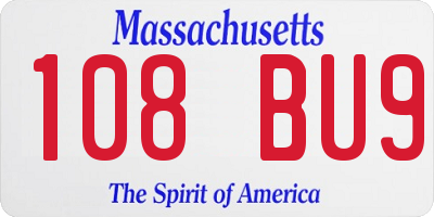MA license plate 108BU9