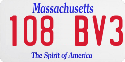MA license plate 108BV3