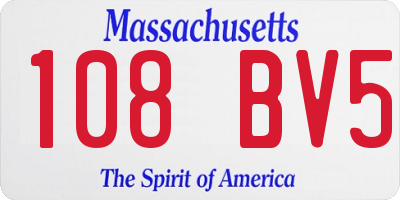 MA license plate 108BV5