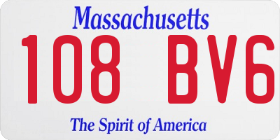 MA license plate 108BV6