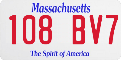 MA license plate 108BV7