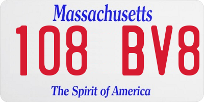 MA license plate 108BV8