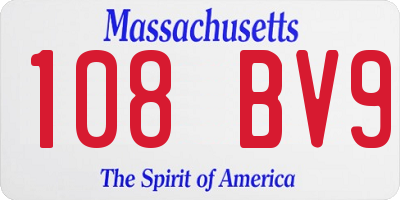 MA license plate 108BV9