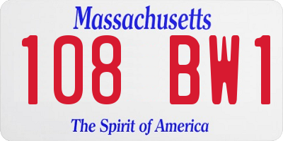 MA license plate 108BW1