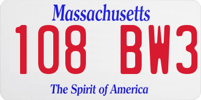 MA license plate 108BW3