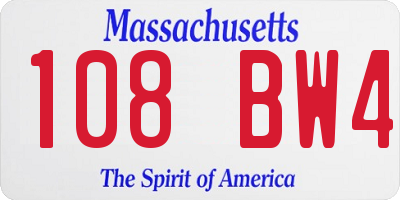 MA license plate 108BW4