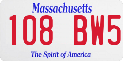 MA license plate 108BW5