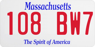 MA license plate 108BW7