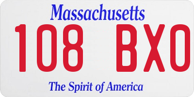 MA license plate 108BX0