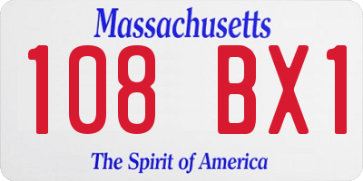MA license plate 108BX1