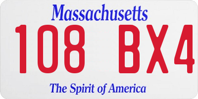 MA license plate 108BX4