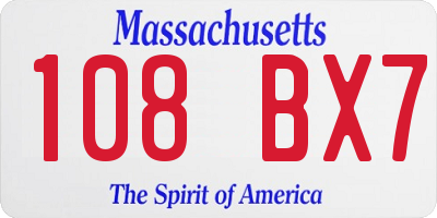 MA license plate 108BX7