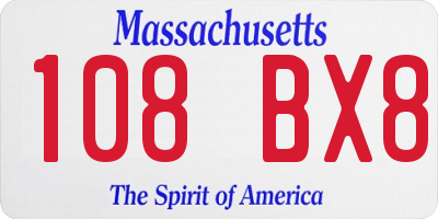 MA license plate 108BX8