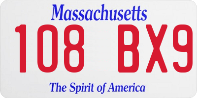 MA license plate 108BX9