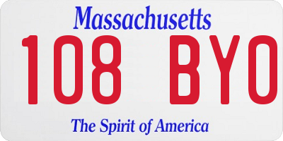 MA license plate 108BY0