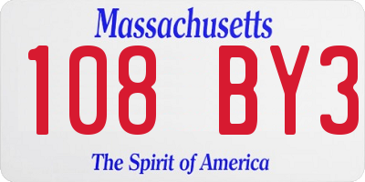 MA license plate 108BY3