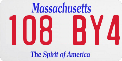 MA license plate 108BY4