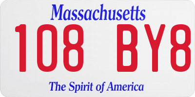 MA license plate 108BY8