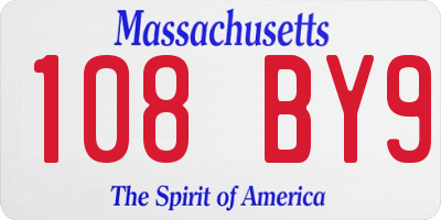 MA license plate 108BY9