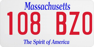MA license plate 108BZ0