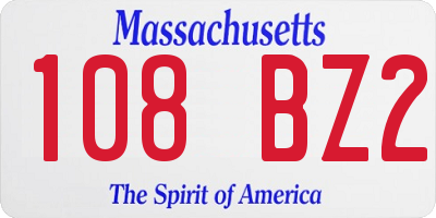 MA license plate 108BZ2