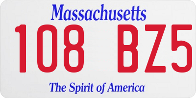 MA license plate 108BZ5