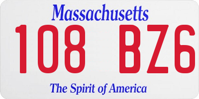 MA license plate 108BZ6
