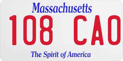 MA license plate 108CA0