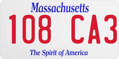 MA license plate 108CA3