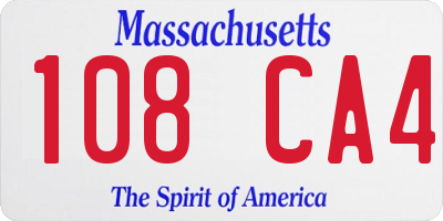 MA license plate 108CA4