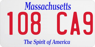 MA license plate 108CA9