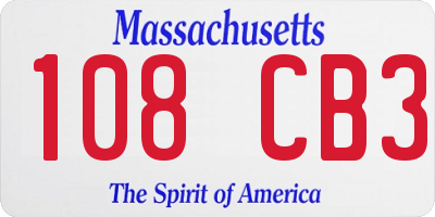 MA license plate 108CB3