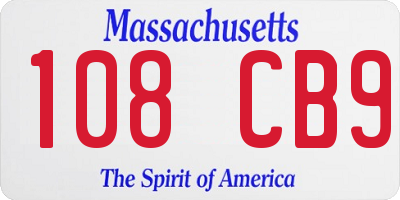 MA license plate 108CB9