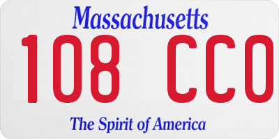 MA license plate 108CC0