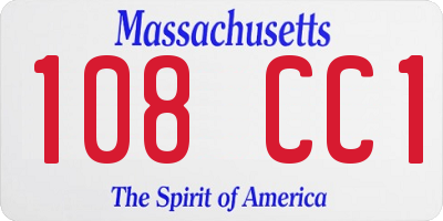 MA license plate 108CC1