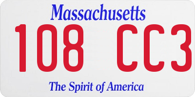 MA license plate 108CC3