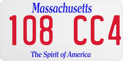 MA license plate 108CC4