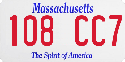 MA license plate 108CC7