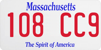MA license plate 108CC9