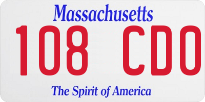 MA license plate 108CD0