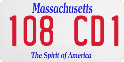 MA license plate 108CD1