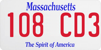 MA license plate 108CD3