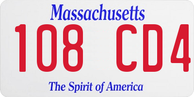 MA license plate 108CD4