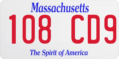 MA license plate 108CD9